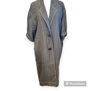 Lumiere size medium gray green 3 button shortsleeved coat dress pockets